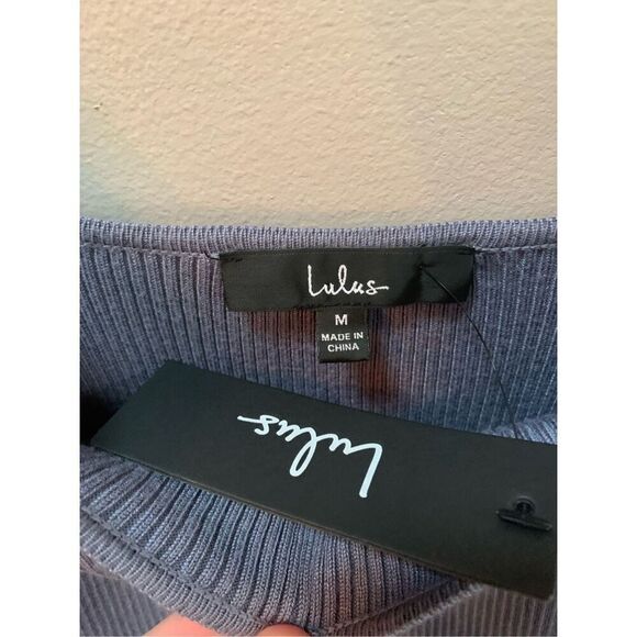 Lulus Best Guess Dusty Blue Ribbed Bodycon Sweater Dress NWT - Picture 4 of 6